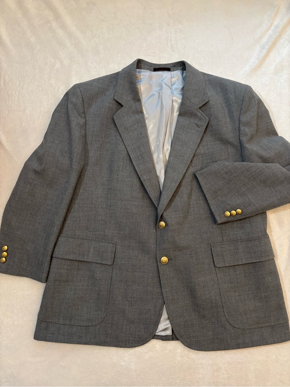 Vintage Gray Men's Blazer with Brass Buttons